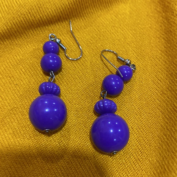Purple Bead Earrings - Picture 3 of 3